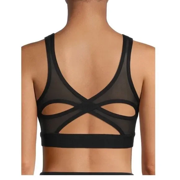 Nwt Jockey Radiate sport bra stretched jersey mold mesh cup black s small top - Picture 4 of 8